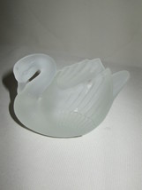 Clear Satin Glass Swan Figurine Small Candy Dish Trinket Holder No Name ... - $9.95