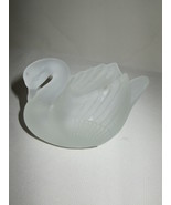 Clear Satin Glass Swan Figurine Small Candy Dish Trinket Holder No Name ... - £7.95 GBP