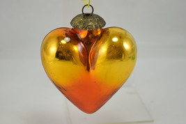 Vintage Mercury Glass Gold Heart Ornament With Brass Top - £12.34 GBP