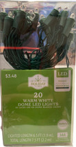 Holiday Time 20ct Warm White Dome LED Lights 7.5fT Long Battery Powered - £5.56 GBP