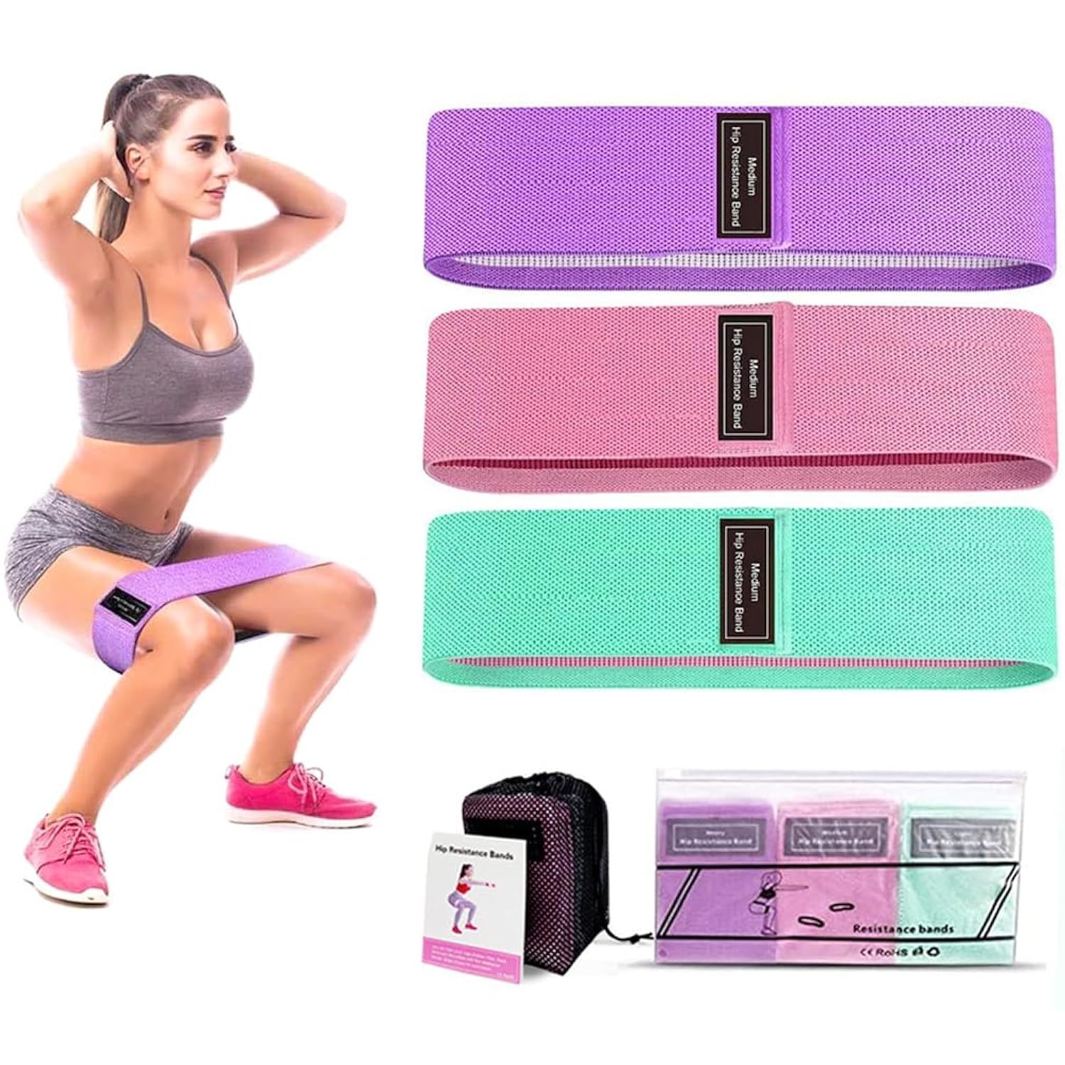 Primary image for Fabric Resistance Bands Set 3 Levels, Booty Bands For Working Out, Exercise Band