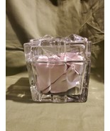 Vintage Crystal Glass Large Trinket Box Bow On Top Clear Glass Heavy - €30,05 EUR