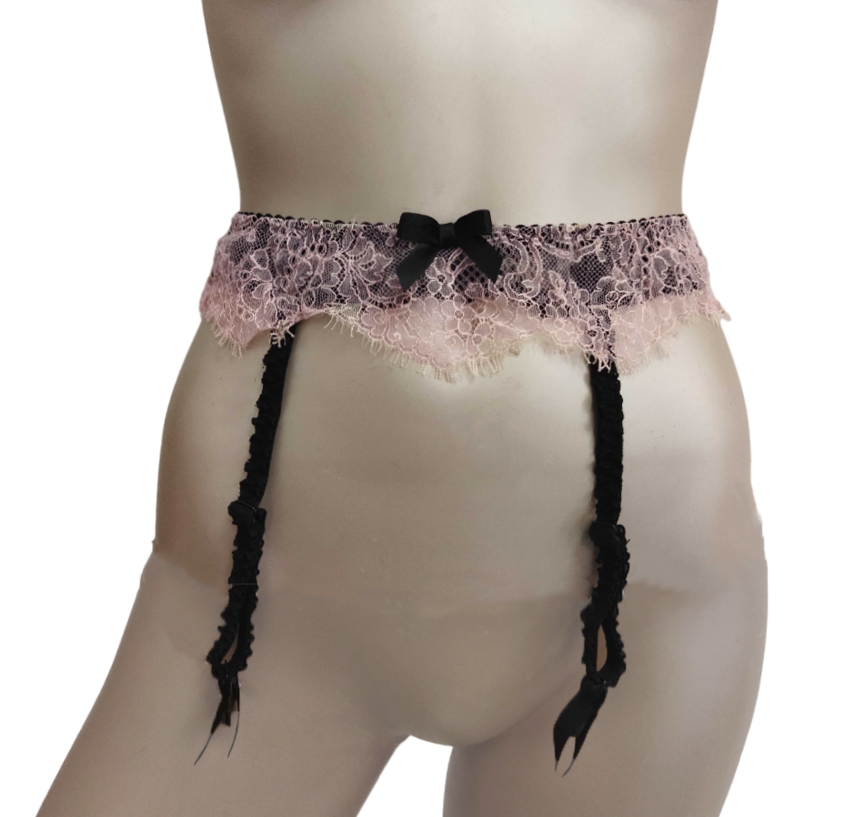 Primary image for AGENT PROVOCATEUR Womens Suspender Lace Black Pink Size AP 2