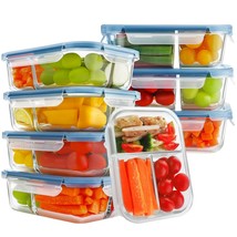 8 Pack Glass Meal Prep Containers 3 Compartment, 36Oz Glass Food Storage Contain - £59.14 GBP