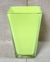 Canpol Poland Fluorescent Yellow Green Cased Glass Vase Geometric Shape - $23.76