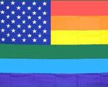 RAINBOW AMERICAN STARS STRIPS  3 X 5 FLAG 3x5 decor sign  GAY US FLAGS F... - $6.64