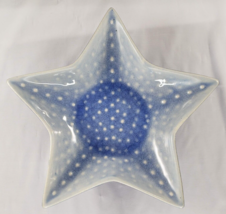 Pier 1 One Stoneware Blue Star Shaped Crackle Bowl - £7.27 GBP