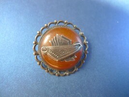 Vintage Latvia Jewelry Silver Brooch Sakta Music Baltic Amber gemstone m... - £119.69 GBP