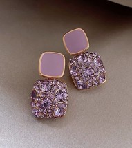 Lilac drop earrings with lilac crystal gems - $15.35