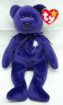 Ty Beanie Baby Princess Diana Teddy Bear W/ White Rose Stuffed Animal New 1997 - $29.70