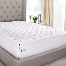 Queen Size Quilted Mattress Cover Fitted Matress Pad Deep Pocket Hypoallergenic - £28.55 GBP