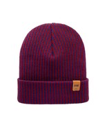 HAAKWEAR Cuffed Wide Ribbed Striped Beanie / Hat, Blue / Maroon, Limited... - $38.00