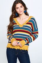 Multi-colored Variegated Striped Knit Sweater - $29.55