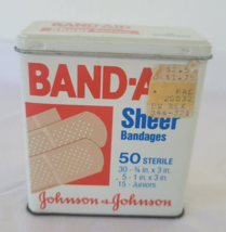 Vintage 1983 Band-Aid Metal Tin Box Hinged Lid Johnson &amp; Johnson 50 Shee... - $11.29