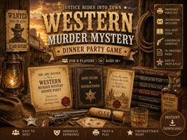WESTERN Murder Mystery dinner PARTY.Instant Download. | Printable Game |... - $16.95