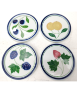 4 Dansk Hand-Painted BERRIES &amp; FRUITS 3 7/8&quot; Stacking Beverage Coasters - £15.49 GBP