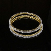 Two tone Fashion CZ Bracelet Bangle- Pair - £21.46 GBP
