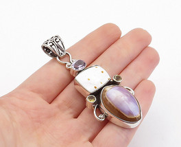 925 Sterling Silver - Vintage Cowrie &amp; Spotted Shell &amp; Amethyst Pendant - PT3102 - £47.94 GBP