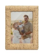Boho 4x6 Picture Frame, Natural Boho Rattan Photo Frame with Real Glass ... - $15.99