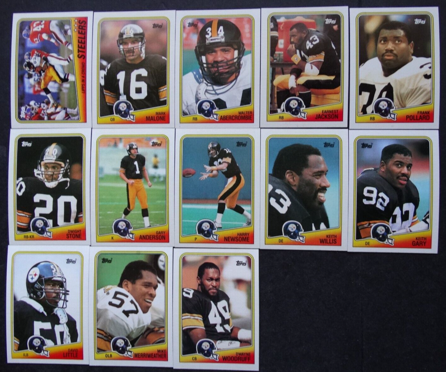 Primary image for 1988 Topps Pittsburgh Steelers Team Set of 13 Football Cards