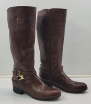 *A) Unisa Woman 17" Tall Brown High Riding Boots Full Side Zip Size 8.5M - $29.69