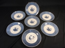 (7) Currier &amp; Ives - Royal Made in USA Lot of 7 Cups &amp; Saucers - £23.97 GBP