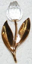 Retired Swarovski Swan Signed Gold Plated Clear Crystal Tulip Brooch Pin Euc - $59.99