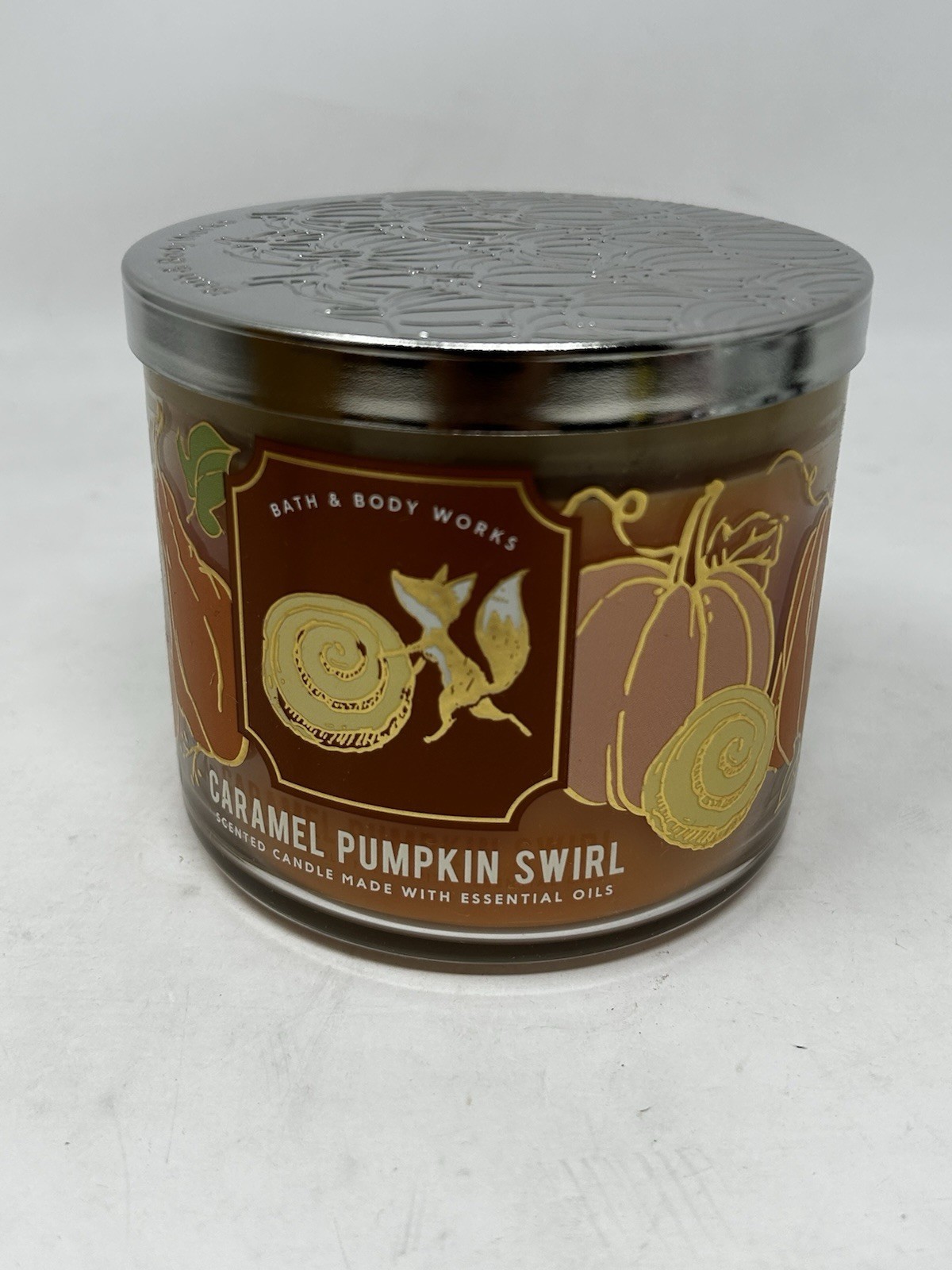 Bath &amp; Body Works Caramel Pumpkin Swirl 3-Wick Candle 14.5 oz NOS - $29.69