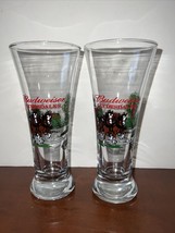 Vintage 2000 Budweiser Clydesdales Winter Scene Pilsner Beer Glasses - Set of 2 - £11.73 GBP