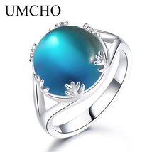 Aurora Borealis Colorful Gemstone Rings Real 925 Sterling Silver Jewelry For Wom - £24.93 GBP