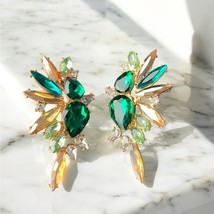 Vintage Style Retro Big Cluster Crystal Rhinestones Statement Earrings NEW - $14.70