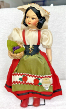 Eros Florence Roma Italy Woman Felt Doll 10.5 Inches w Basket of Purple Flowers - $34.65