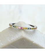 Natural Multi Color Tourmaline Gemstone 925 Sterling Silver Band Ring Jewelry - $120.26