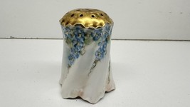 Porcelain Single Salt or Pepper Shaker White w Blue Floral Gold Trim - €7,65 EUR