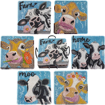 6Pcs Highland Cow Diamond Painting Coasters Kits for Adults Kids Beginner Women - £17.02 GBP