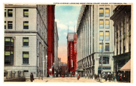Fifth Avenue Court House Street View Pittsburgh Pennsylvania White Postcard - £3.86 GBP