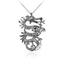 Sterling Silver Textured Dragon DC Charm Necklace - £15.63 GBP+