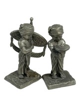 Selangor Pewter Figurines Set of 2 Boys with Kite and Spinning Top Lot Trinket - $19.62