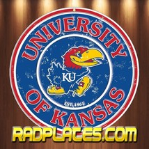University of Kansas - Kansas Jayhawks Round Aluminum Metal Sign 11.75&quot; - £17.00 GBP