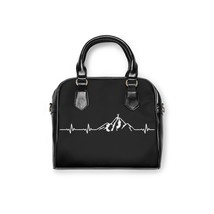 Personalized Mountain Range Silhouette Heartbeat Line Shoulder Bag - $50.47