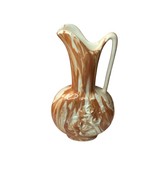 MRS marked Brown and Cream Swirl Pitcher Vase Embossed Floral Design - $266.66 MXN
