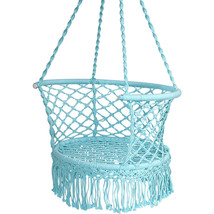 Costway Hanging Hammock Chair Cotton Rope Macrame Swing Indoor Garden Turquoise - £74.31 GBP
