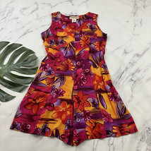 Expressions Womens Vintage 90s Romper Shorts Size M Purple Orange Floral... - €25,41 EUR