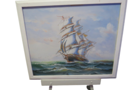 Original Oil Painting On Canvas Clipper Ship At Sea Signed Artist Taylor 26&quot;x 22 - £197.84 GBP