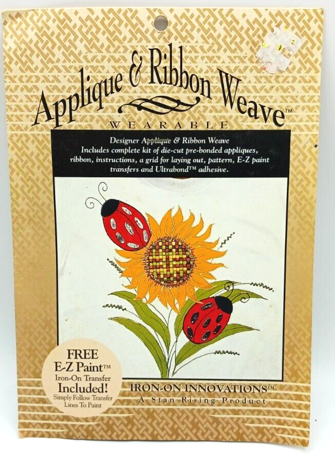 Primary image for Applique & Ribbon Weave Wearable Art Kit Sunflower Lady Bugs Iron On NEW NIP '95