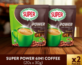 Super Power 6 in 1 Instant Coffee TA with Ginseng 20 x 30g x 2 packs DHL... - £47.05 GBP