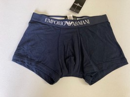 Emporio Armani Stretch Cotton Boxer Briefs &amp; Monogram Trunks Blue-Small - £26.31 GBP