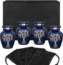 Tree of Life Blue Keepsake Urns for Human Ashes - Set of 4 - £31.45 GBP