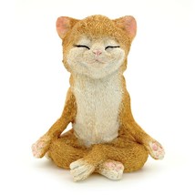 Cute Meditating Cat Statue 3.75&quot; Yoga Lotus Pose Zen Kitty Resin Figurine New - £12.74 GBP