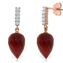 26.25 Carat 14K Solid Rose Gold Gemstone Earrings Diamond Briolette Ruby - £420.19 GBP